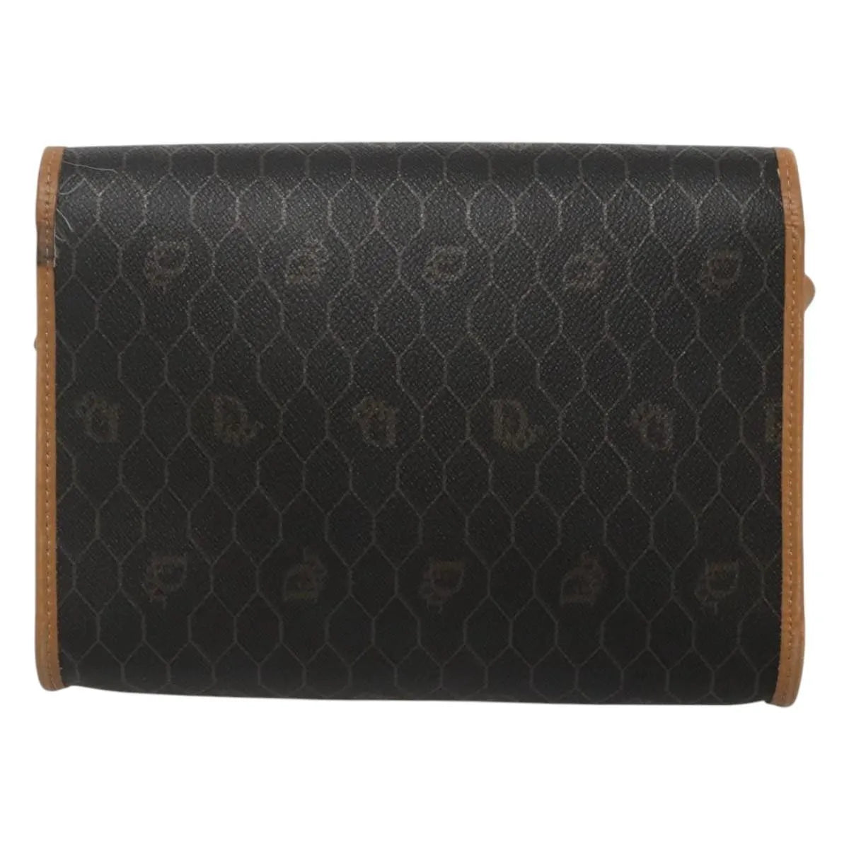 Christian Dior Vintage Honeycomb Flap Coated Canvas, Black, Canvas, Shoulder Bag