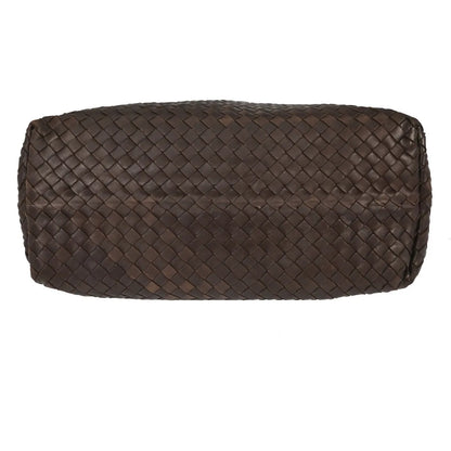 Bottega Veneta Belted Handle Tote Intrecciato Nappa, Brown, Leather, Tote Bag