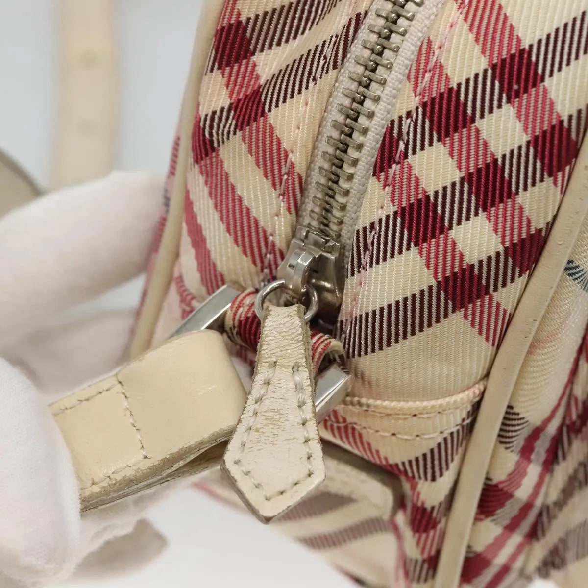 Burberry Nova Check Blue Label Nylon, White, Nylon, Shoulder Bag