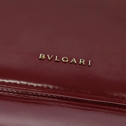 Bvlgari Signature Leather, Red, Leather, Shoulder Bag