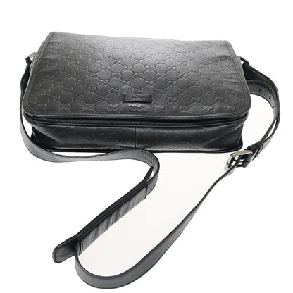 Gucci Flap Messenger Bag (Outlet) Guccissima Leather, Black, Leather, Shoulder Bag