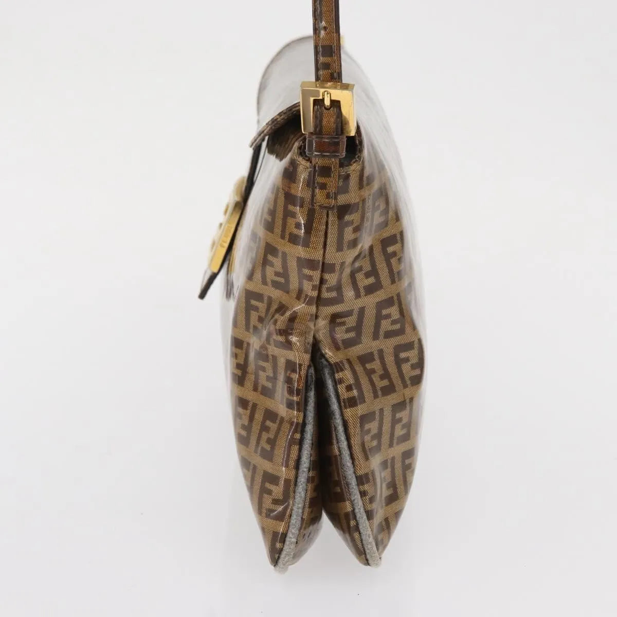 Fendi Mamma baguette Cuir verni, Brown, PVC, Shoulder Bag