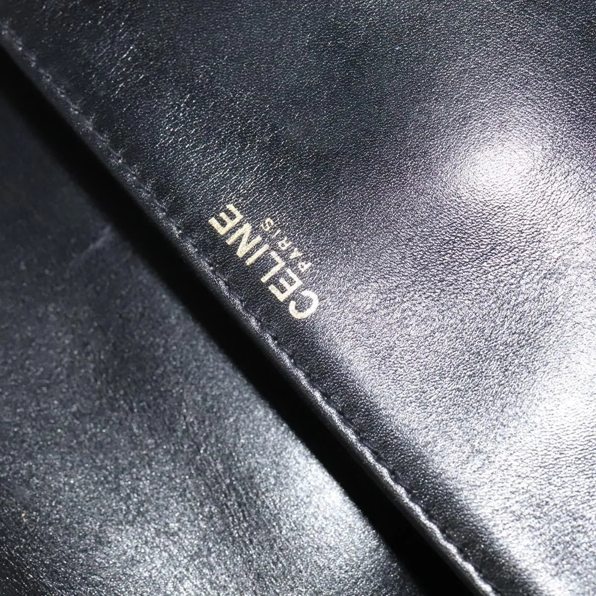 Celine Vintage Leather, Black, Leather, Shoulder Bag