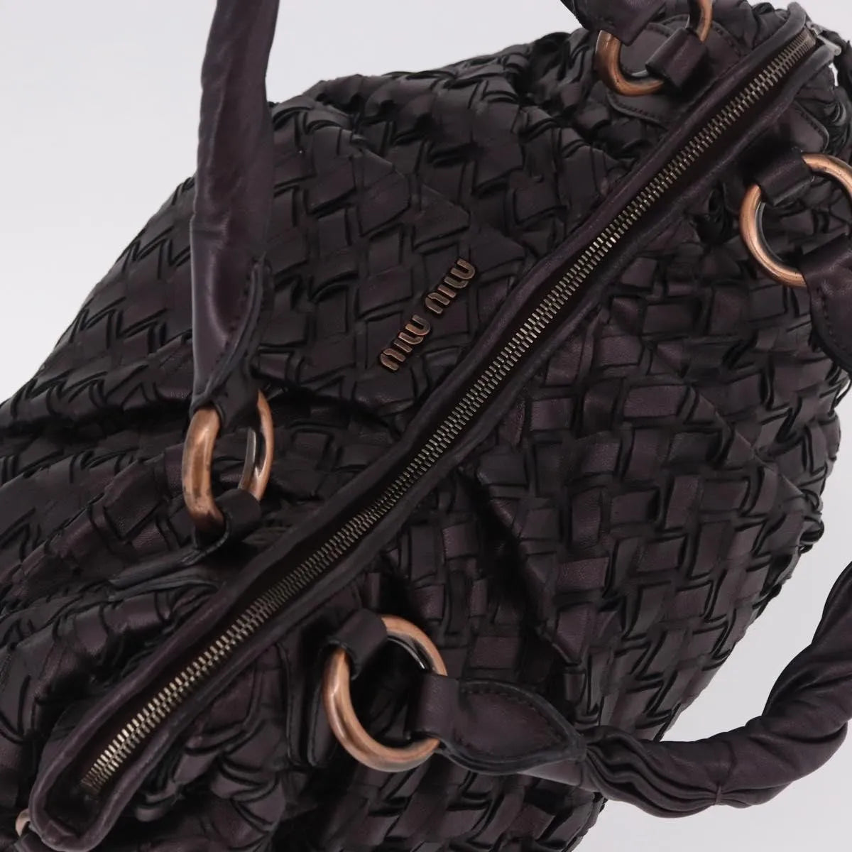 Miu Miu Hobo Woven Leather, Purple, Leather, Handbag