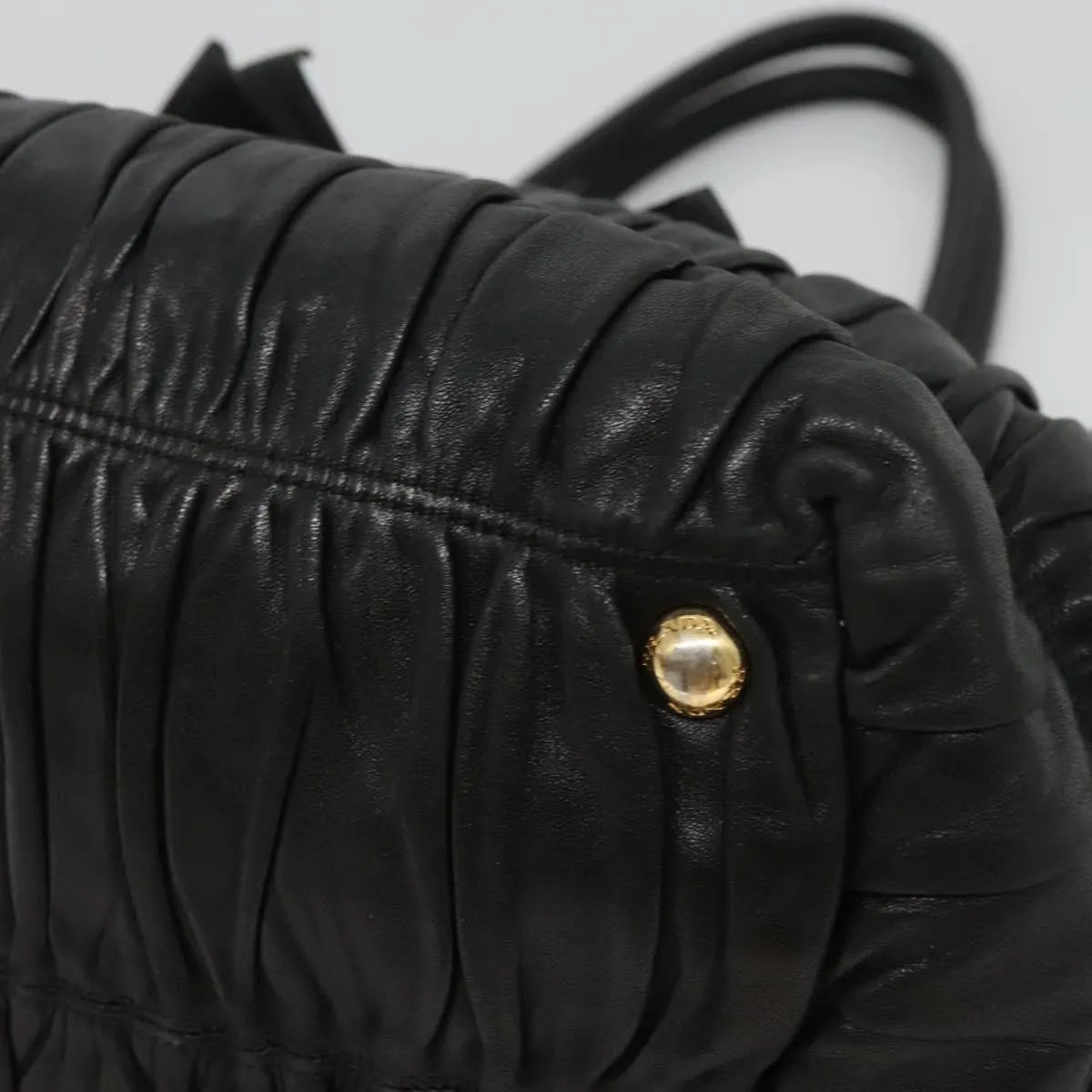 Prada Nappa Gaufre Bow Leather, Black, Leather, Tote Bag
