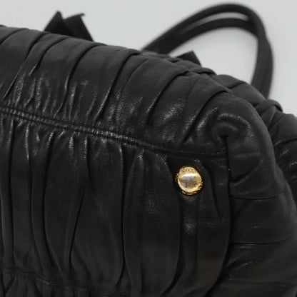 Prada Nappa Gaufre Bow Leather, Black, Leather, Tote Bag