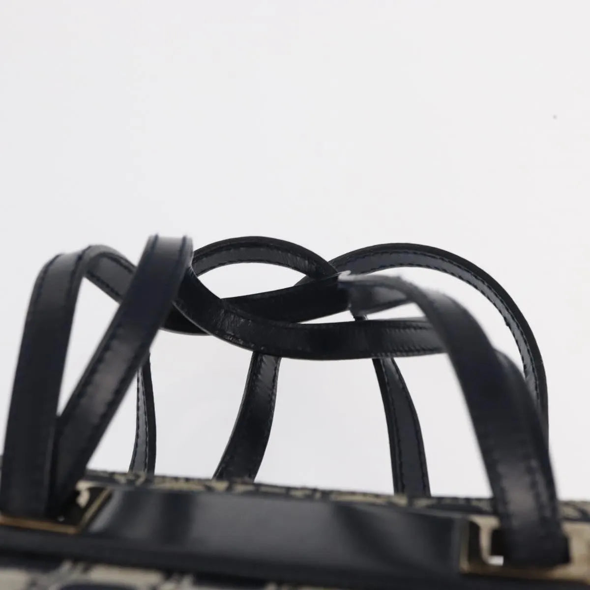 Salvatore Ferragamo Gancini Canvas and leather, Navy, Canvas, Shoulder Bag