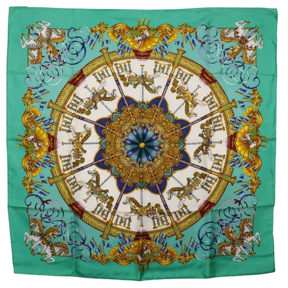 Hermes Carré 90 Silk multicolor, Green, Silk, Scarf