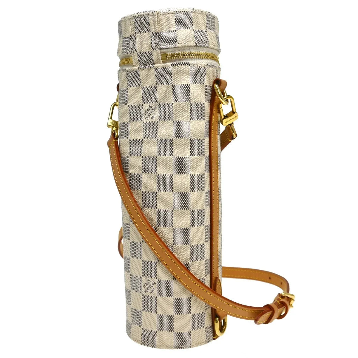 Louis Vuitton Bottle Holder Damier, White, Canvas, Clutch