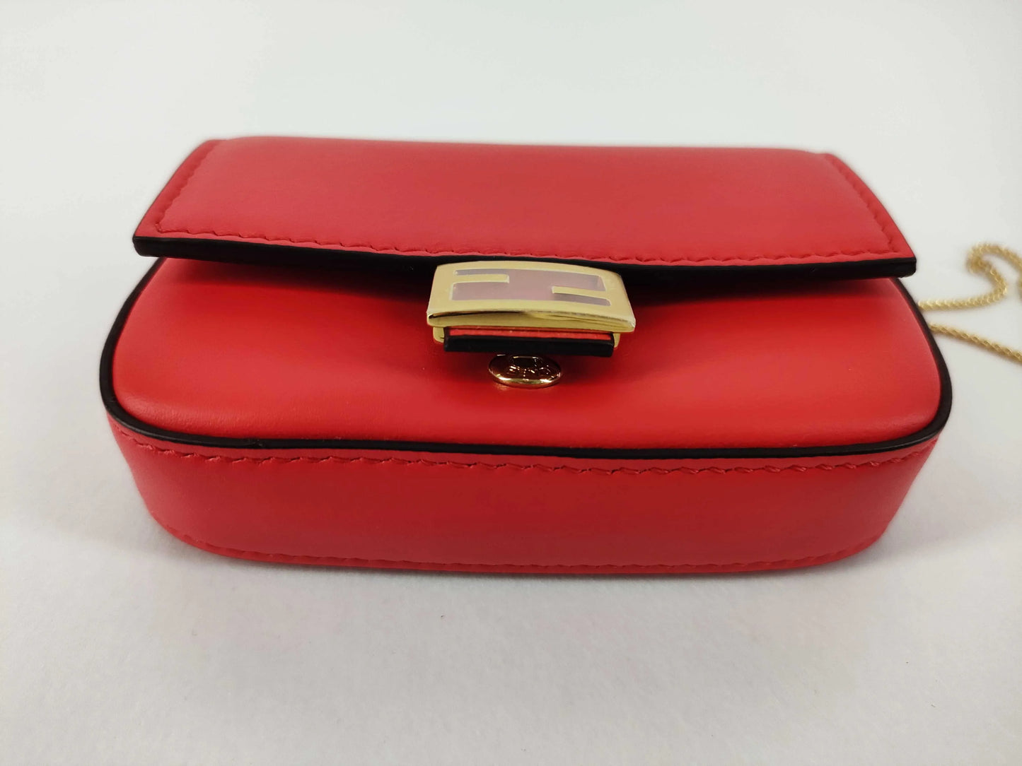 Fendi Baguette Bag Charm Leather, Red, Leather, Clutch