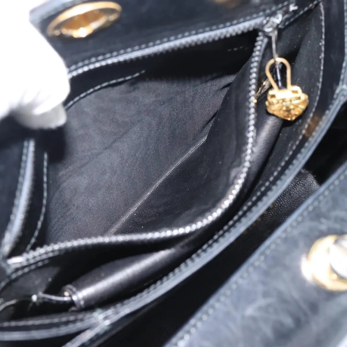 Gucci Vintage Convertible Box Leather, Black, Leather, Handbag