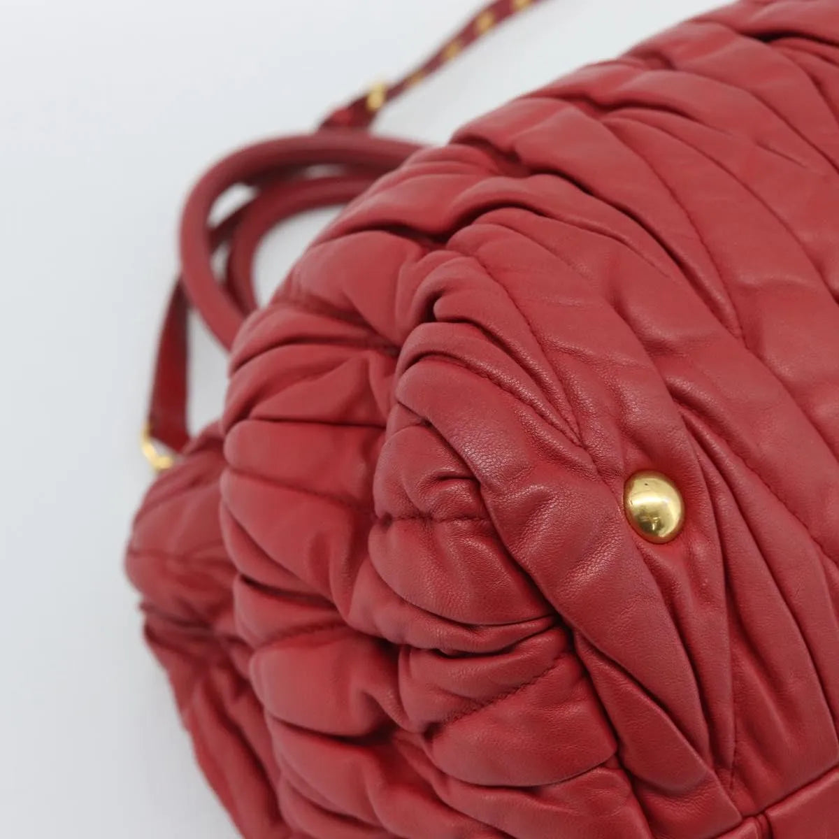 Miu Miu Matelassé Nappa Leather Top Handle Bag Leather, Red, Leather, Shoulder Bag