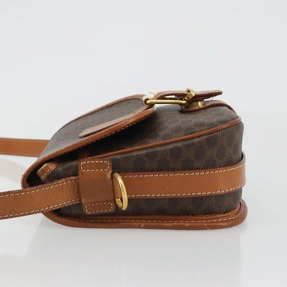 Celine Vintage Macadam Canvas and Leather, Brown, Canvas, Shoulder Bag