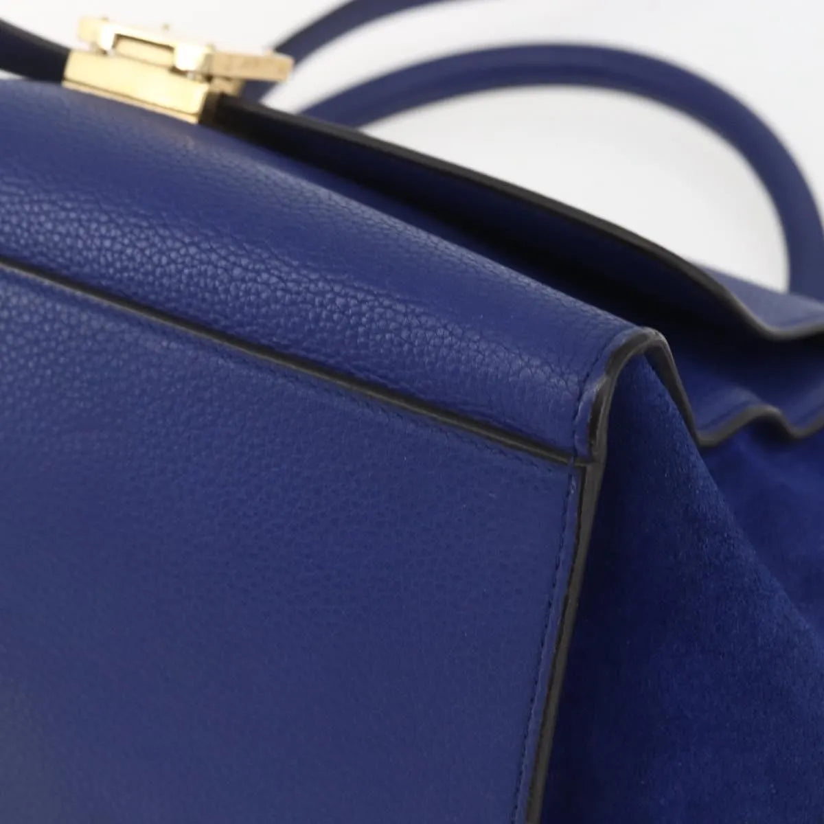 Celine Trapeze Leather, Blue, Leather, Handbag