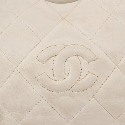 Chanel Vintage Diamond CC Tassel Quilted Lambskin, White, Leather, Shoulder Bag