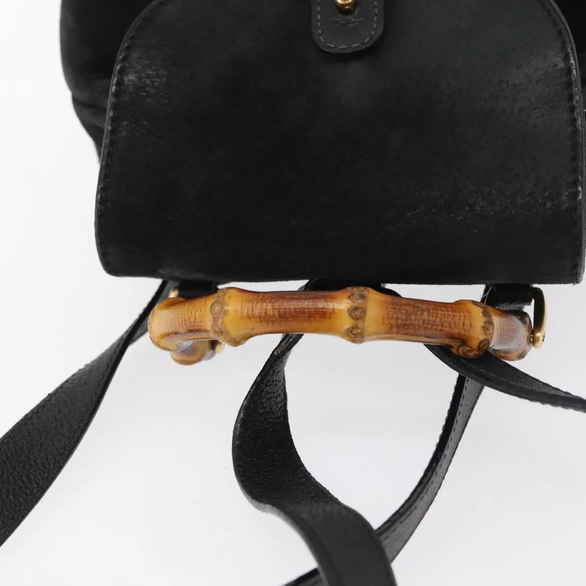 Gucci Vintage Bamboo Suede, Black, Suede, Backpack