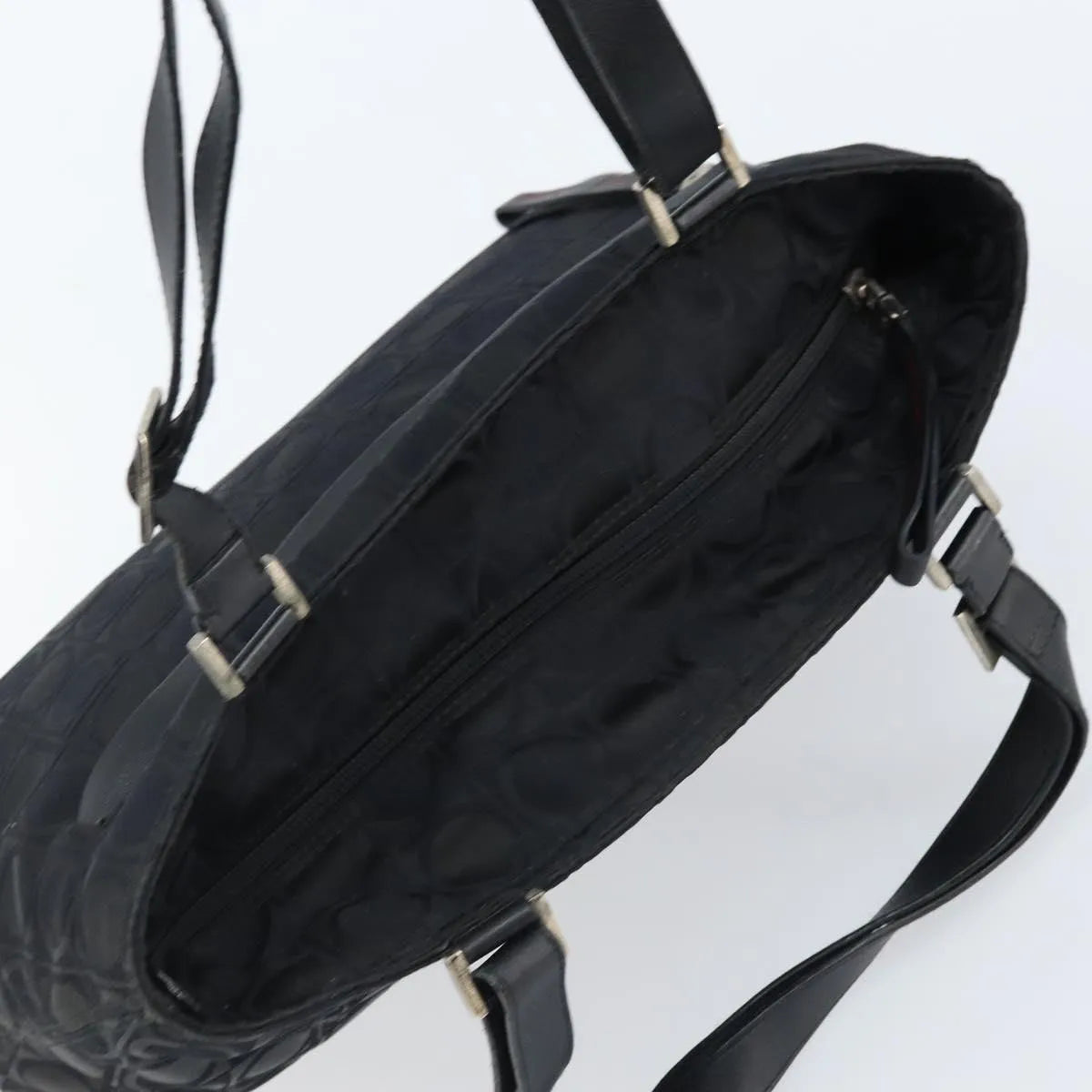 Salvatore Ferragamo Gancini Tote Gancini Canvas, Black, Nylon, Tote Bag