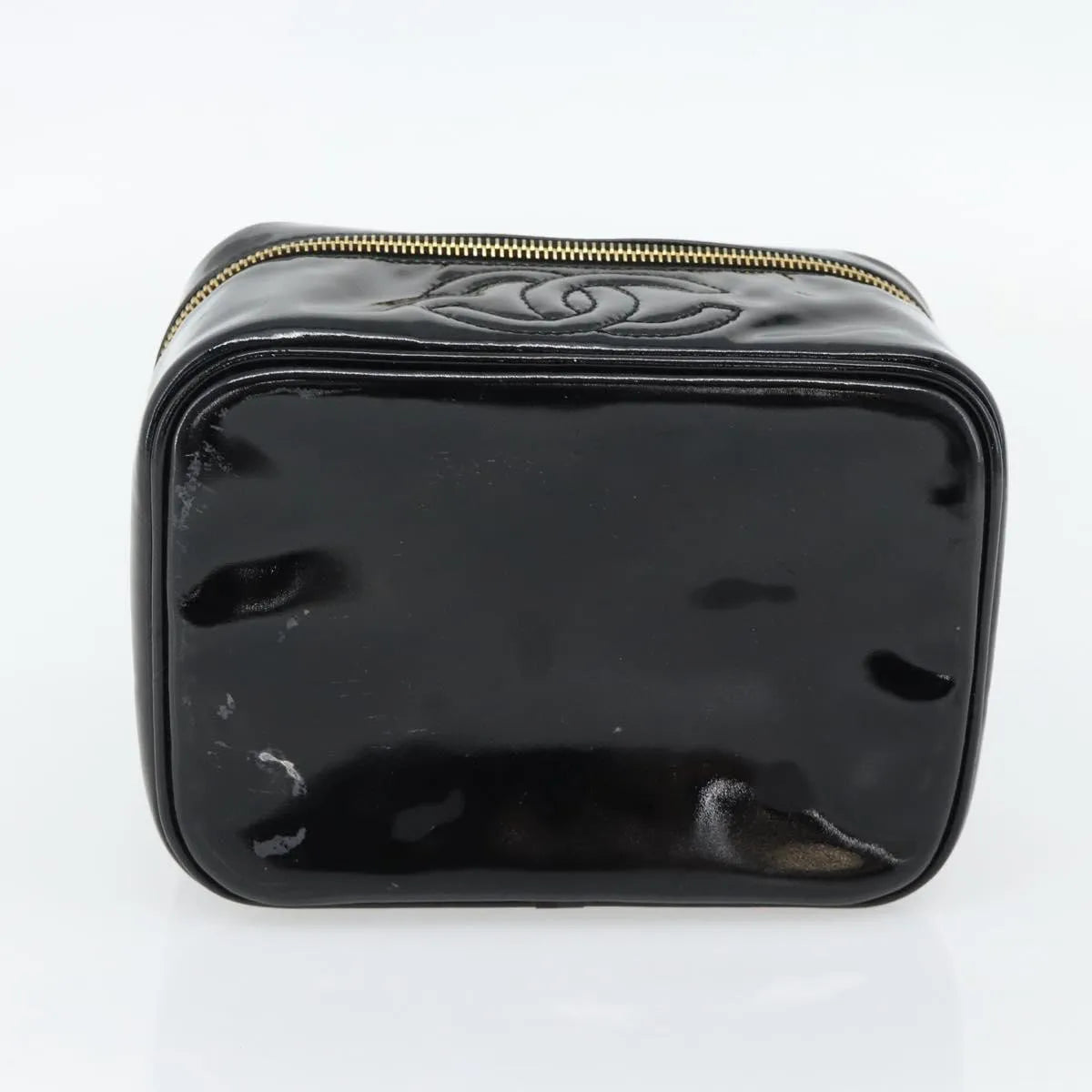 Chanel Vintage Timeless Cosmetic Case Patent, Black, Patent Leather, Handbag