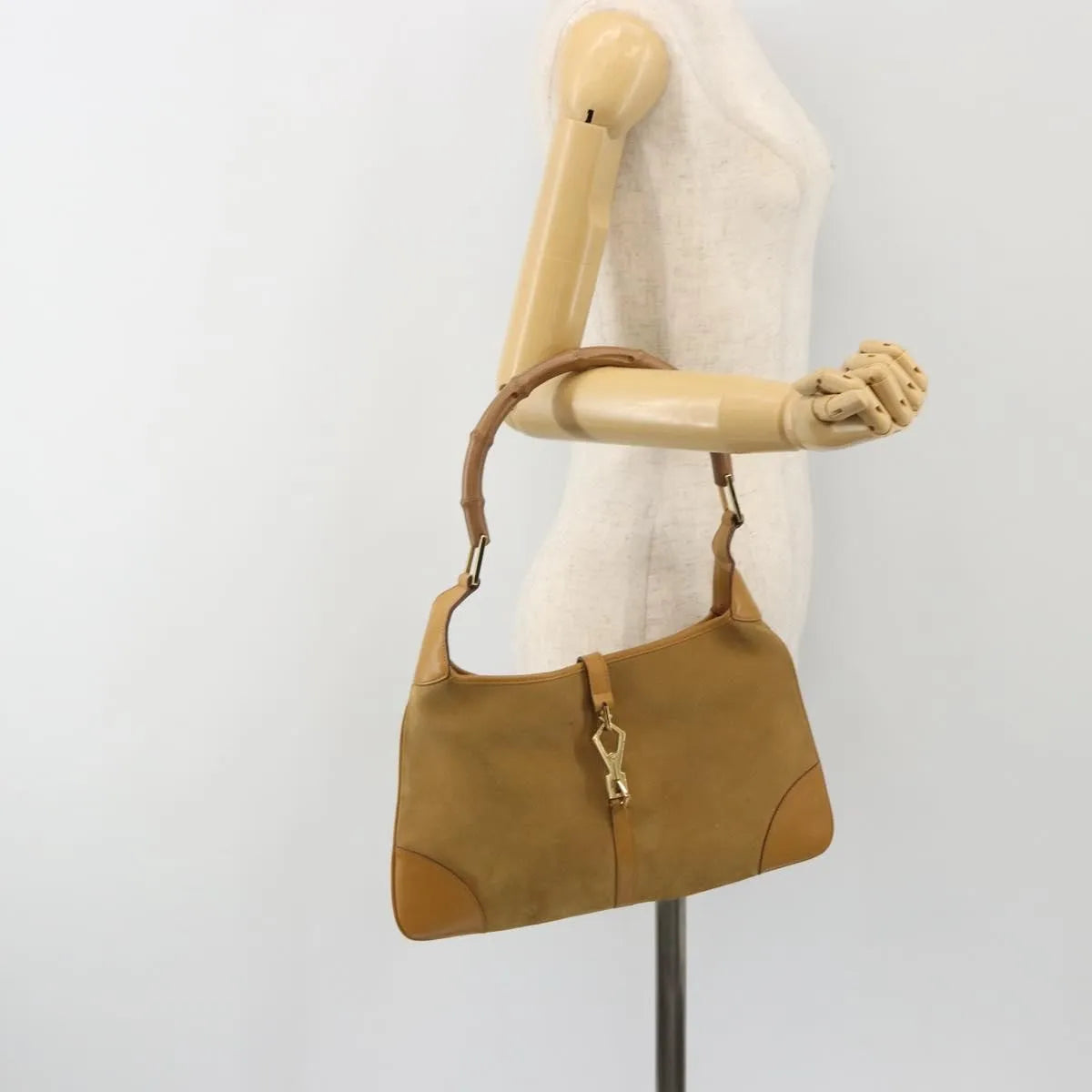 Gucci Bamboo Jackie suede, Brown, Suede, Shoulder Bag