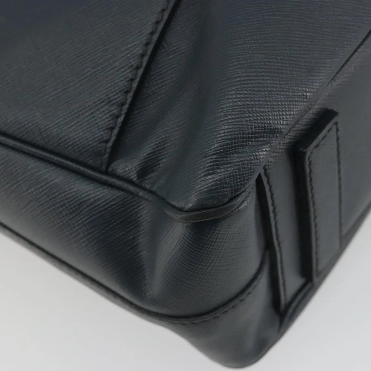 Prada Zip Around Saffiano Leather, Navy, Leather, Briefcase