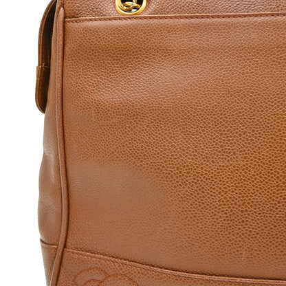 Chanel Vintage Stitched CC Caviar, Brown, Leather, Shoulder Bag