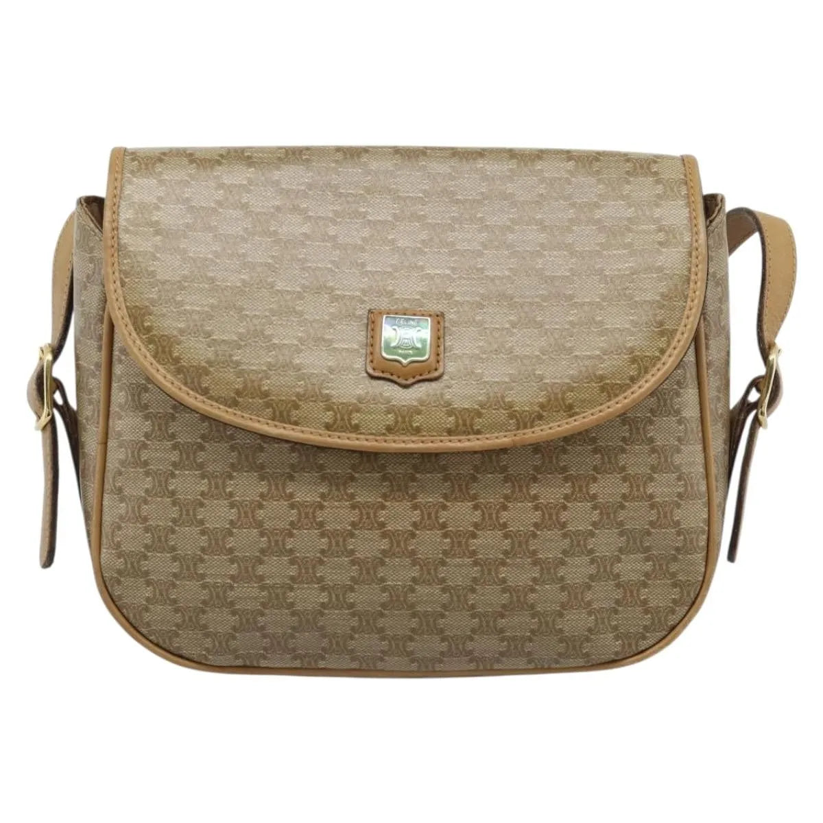 Celine Vintage Macadam Canvas, Beige, Canvas, Shoulder Bag