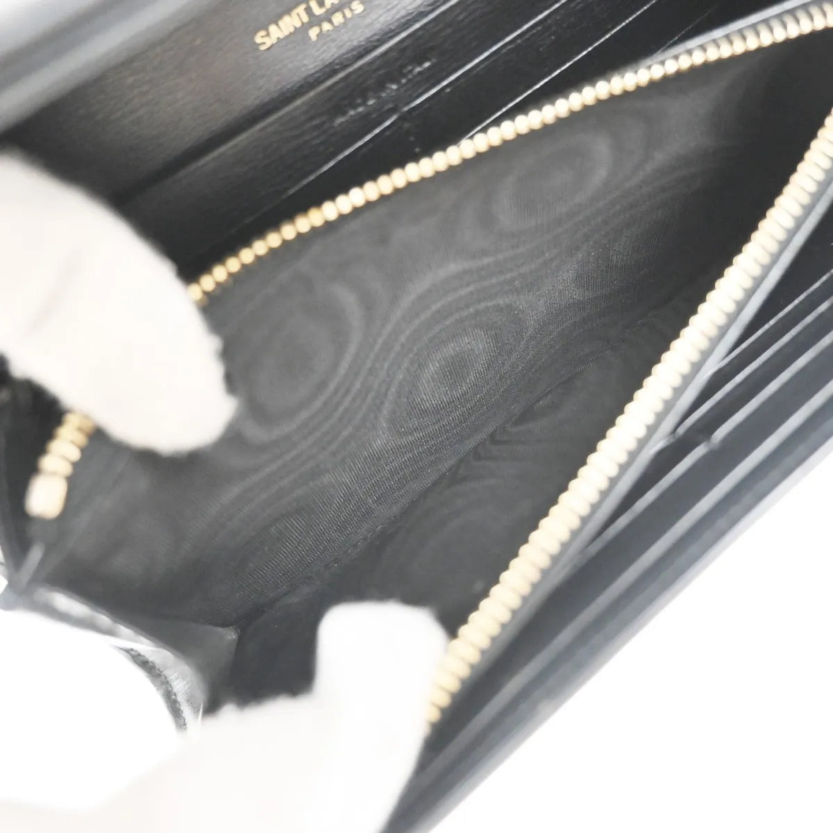 Saint Laurent Bellechasse Flap Leather, Black, Leather, Wallet