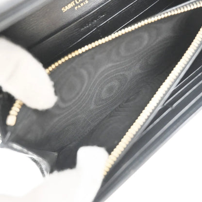 Saint Laurent Bellechasse Flap Leather, Black, Leather, Wallet