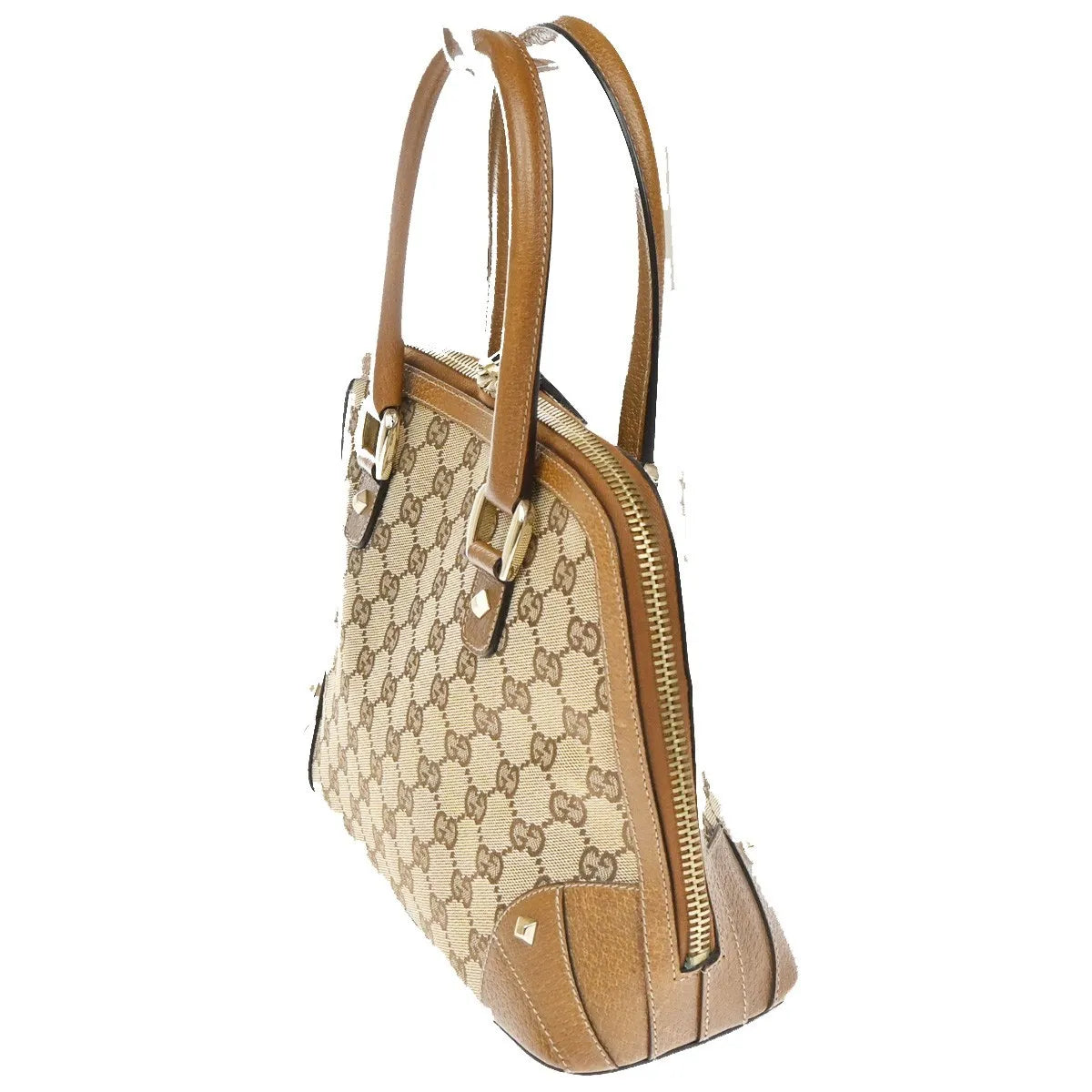 Gucci Vintage Boston Bag Monogram Canvas, Brown, Canvas, Handbag