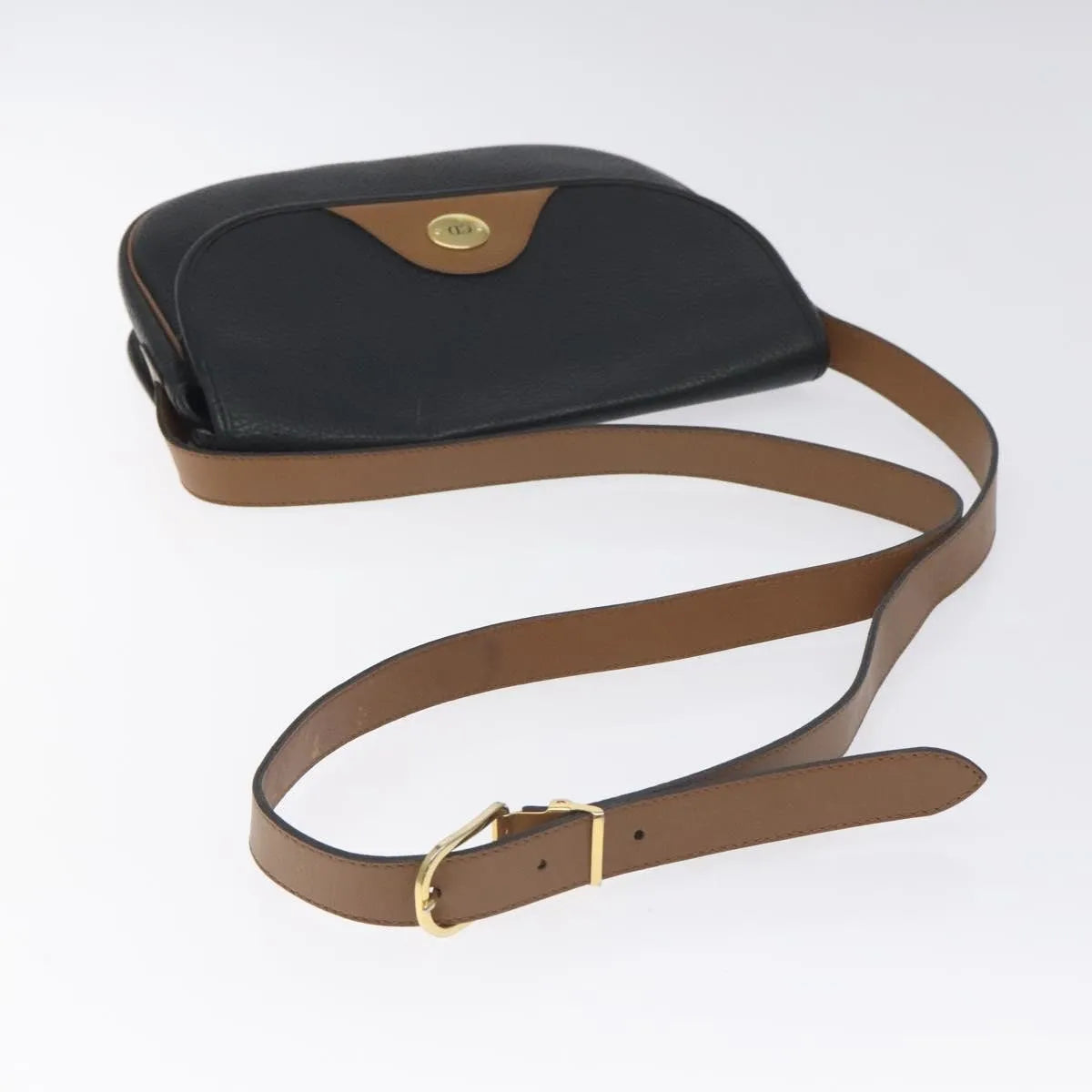 Christian Dior Vintage CD Flap Leather, Black, Leather, Shoulder Bag