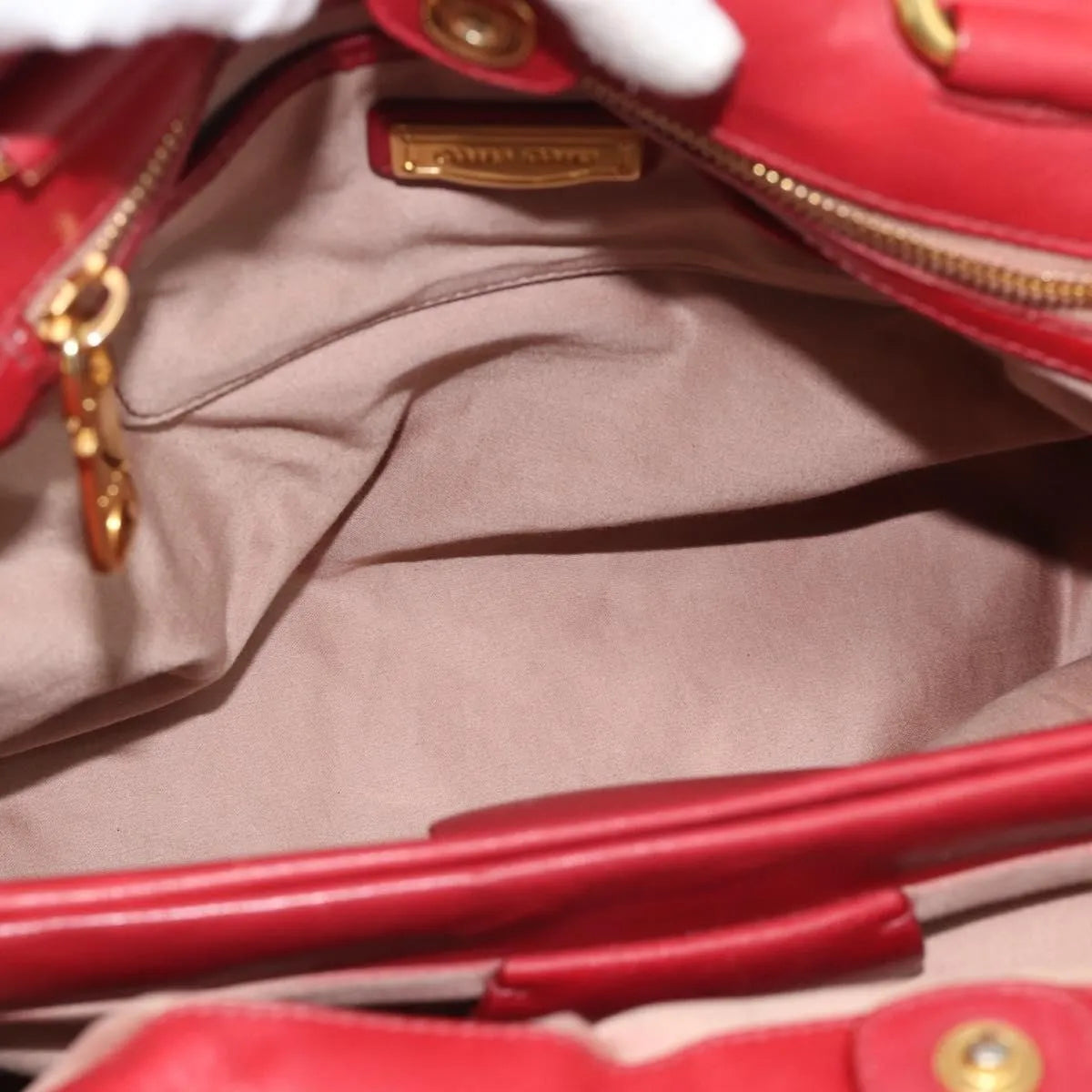 Miu Miu Matelassé Nappa Leather Top Handle Bag Leather, Red, Leather, Shoulder Bag