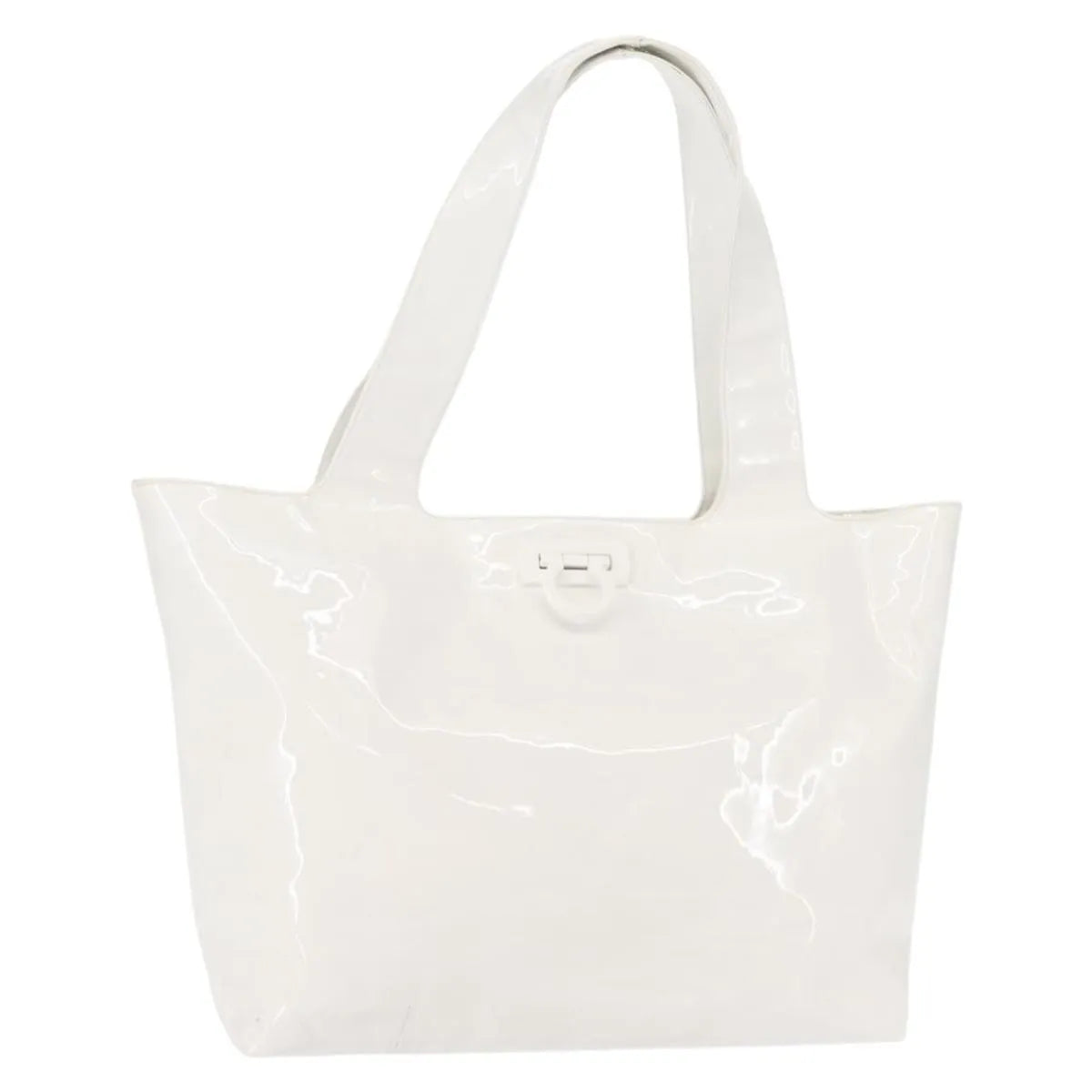 Salvatore Ferragamo Gancini Tote Patent leather, White, Patent Leather, Tote Bag
