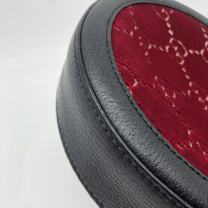 Gucci GG Marmont Round Velvet and Leather, Burgundy, Velvet, Shoulder Bag
