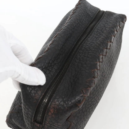 Bottega Veneta Zip Clutch Leather, Brown, Leather, Clutch