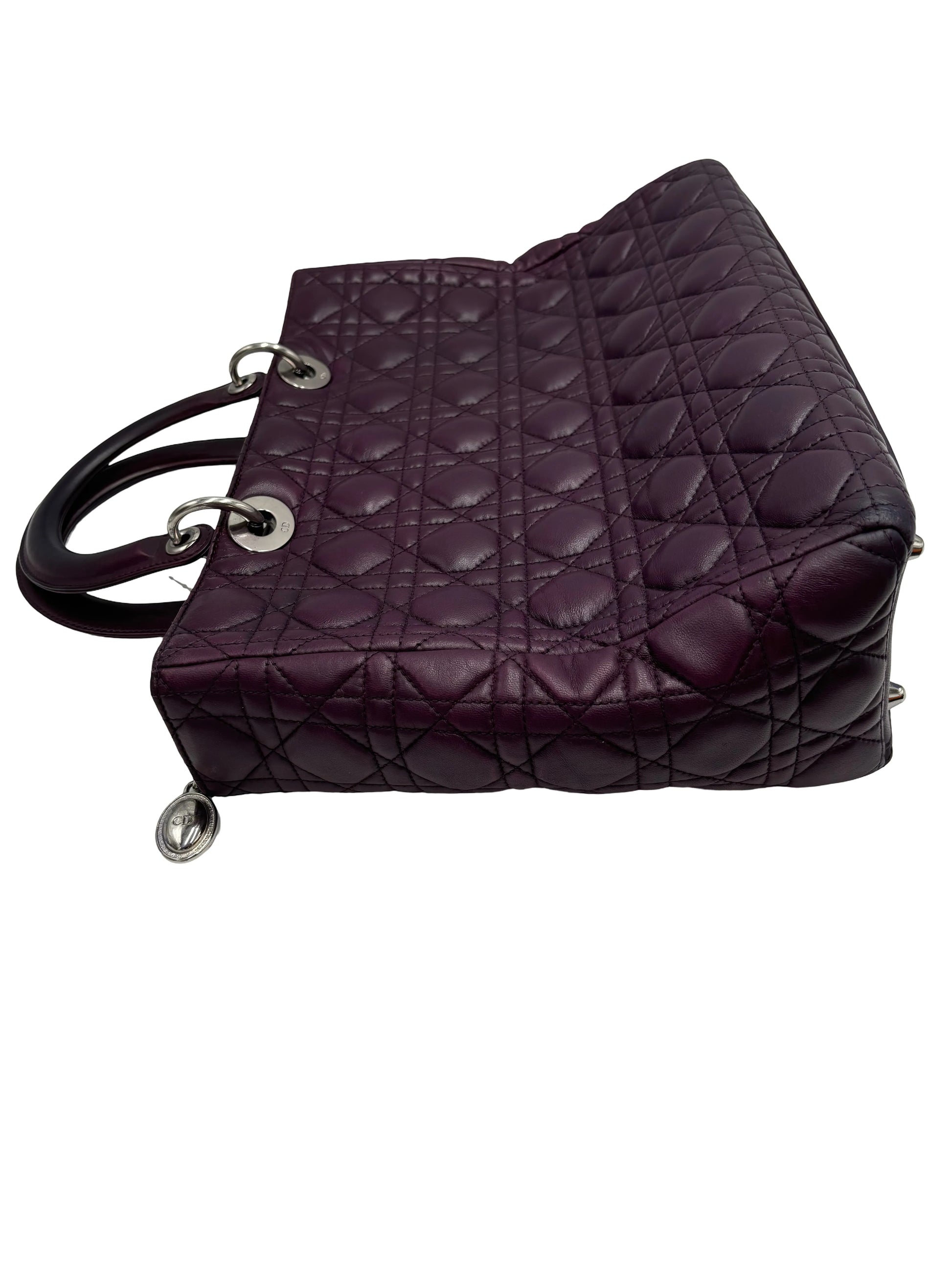 Christian Dior Lady Dior East-West Leather, Purple, Leather, Handbag