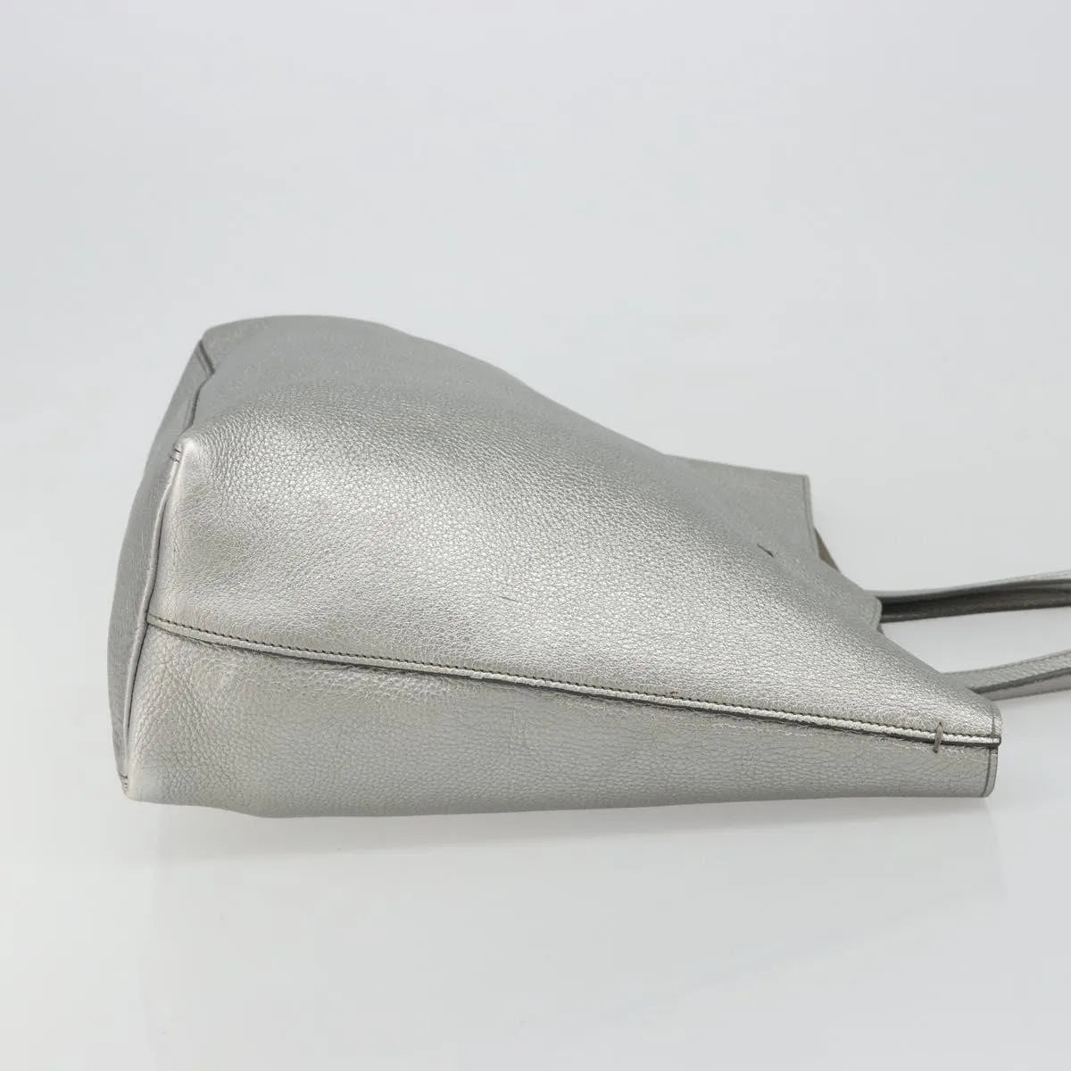Prada Vintage Tote Leather, Silver, Leather, Tote Bag