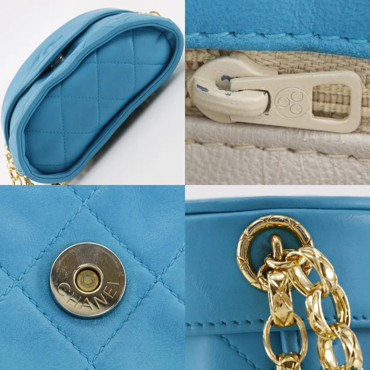 Chanel Vintage Tassel Box Quilted Leather, Turquoise, Leather, Shoulder Bag