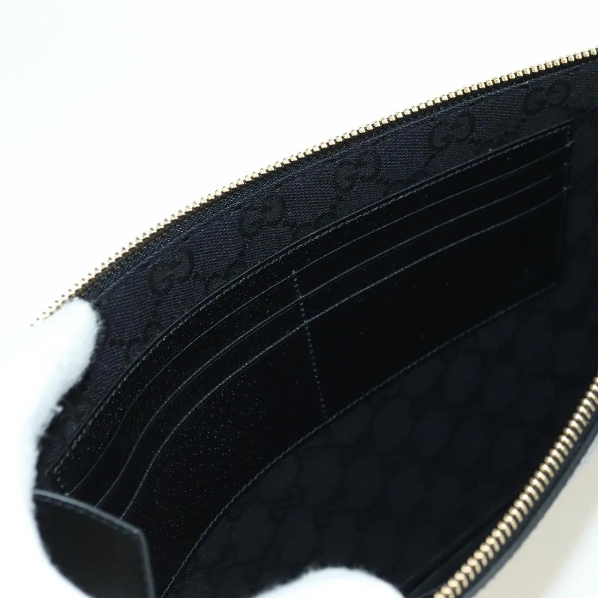Gucci Horsebit 1955 GG Canvas and white leather, Black, Leather, Clutch