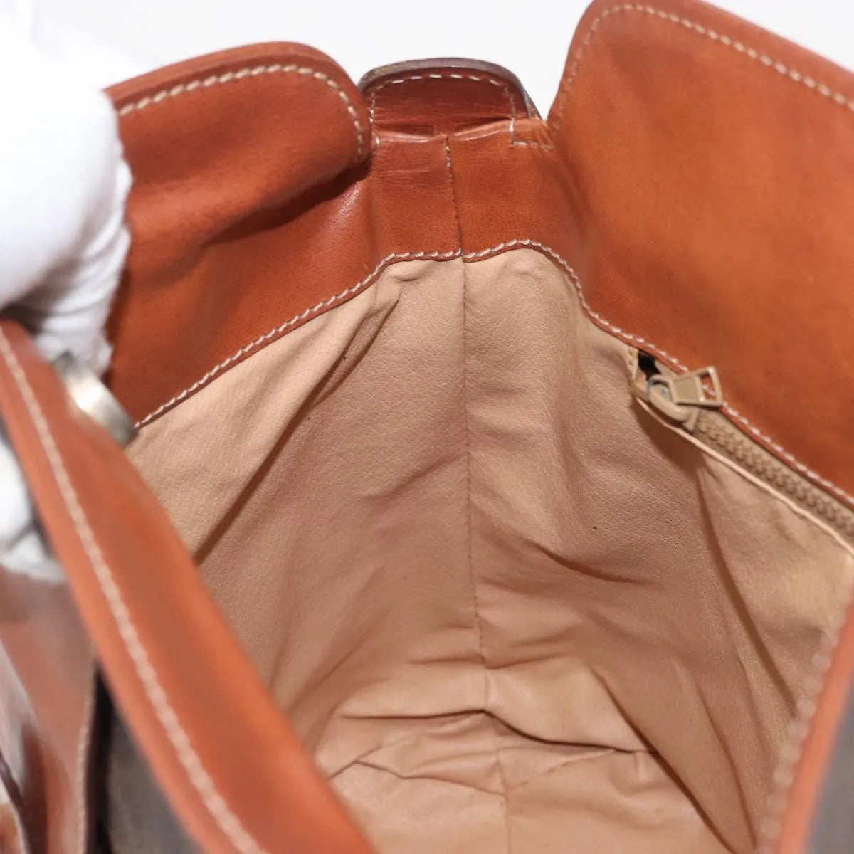 Celine Vintage Macadam Canvas and Leather, Brown, Canvas, Shoulder Bag
