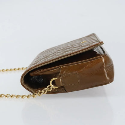 Bally Vintage Chain Quilted Patent leather, Brown, Patent Leather, Shoulder Bag