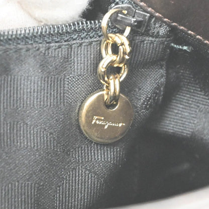 Salvatore Ferragamo Gancini Leather, Brown, Leather, Shoulder Bag