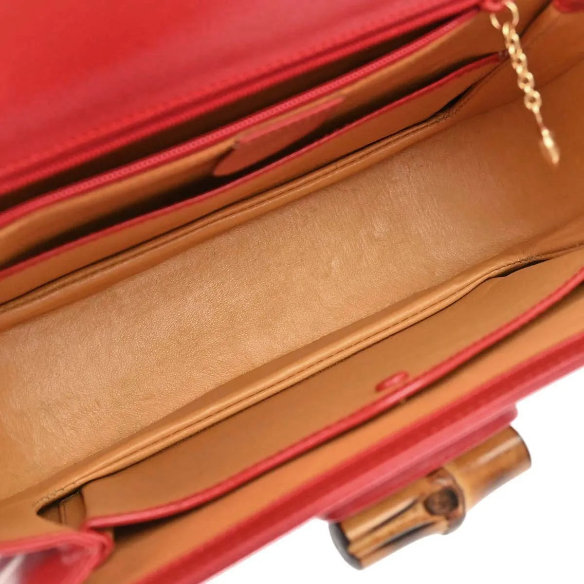 Gucci Vintage Convertible Bamboo Top Handle Leather, Red, Leather, Handbag