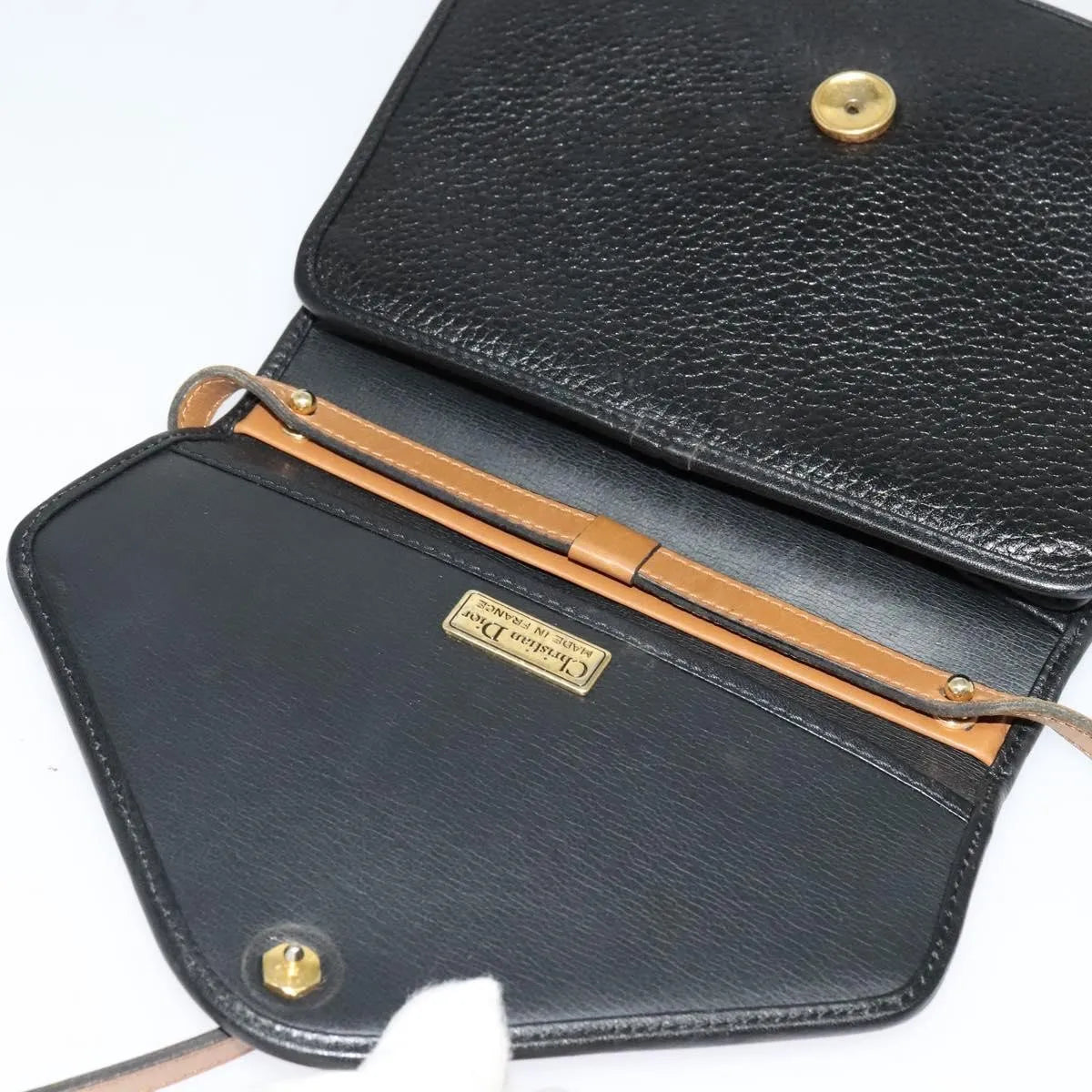 Christian Dior Vintage CD Flap Leather, Black, Leather, Shoulder Bag
