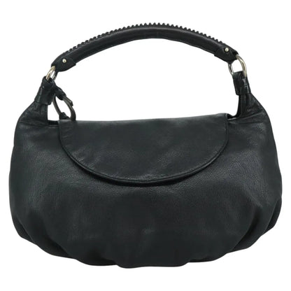 Salvatore Ferragamo Gancini Leather, Black, Leather, Handbag