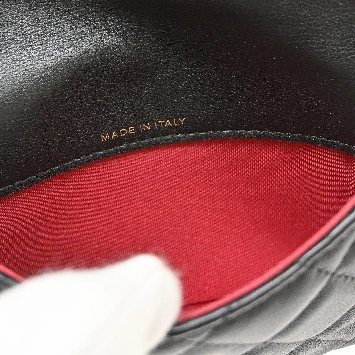 Chanel About Pearls Flap Card Holder with Chain Lambskin, Black, Leather, Shoulder Bag