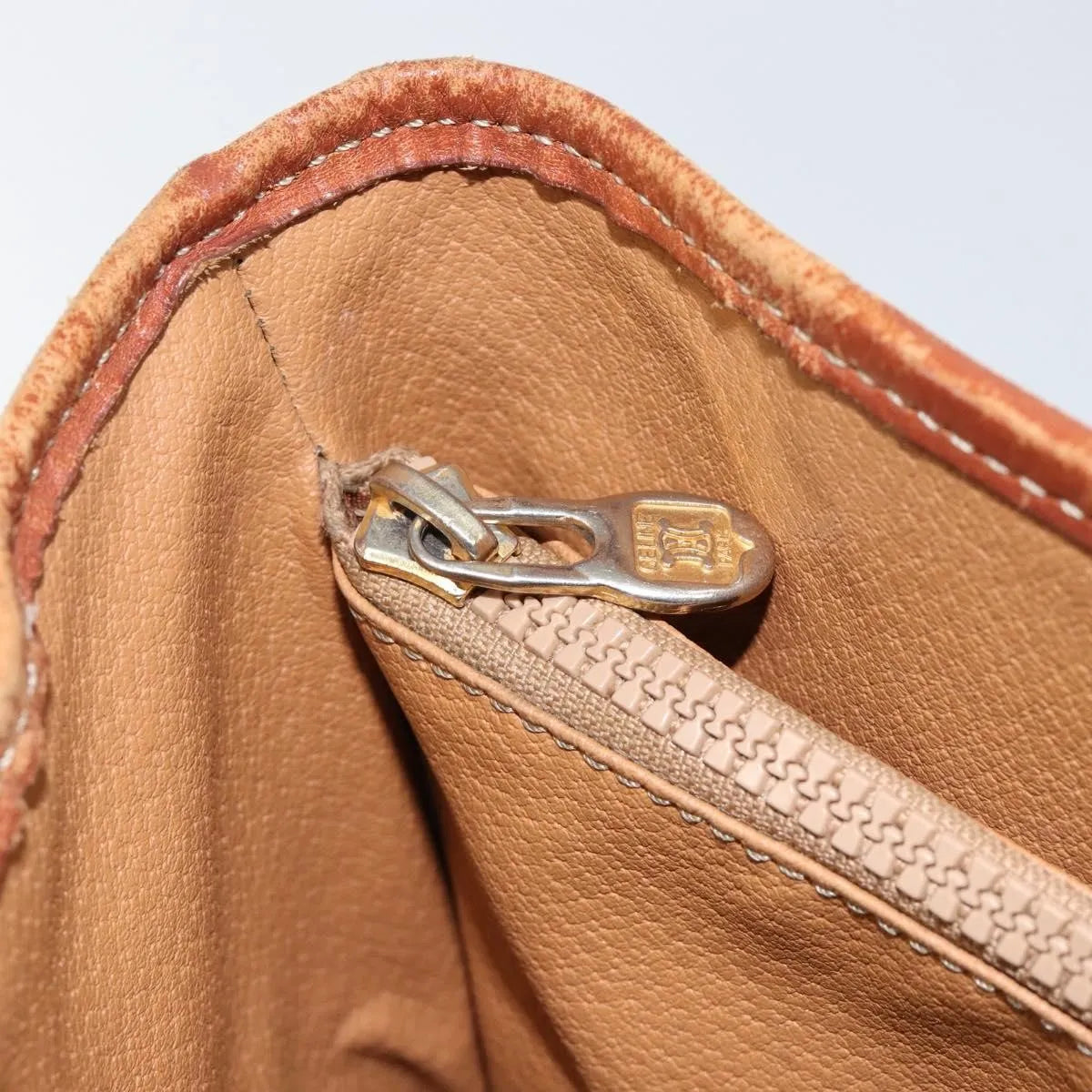Celine Vintage Macadam Shopper Tote Canvas and Leather, Brown, Canvas, Tote Bag