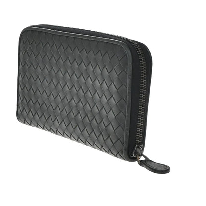 Bottega Veneta Intrecciato Long Zip Leather, Black, Leather, Wallet