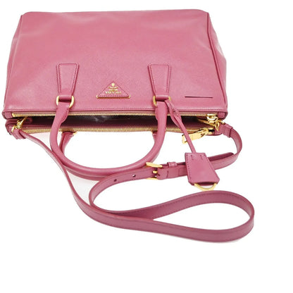 Prada Lux Open Tote Saffiano Leather, Pink, Leather, Tote Bag