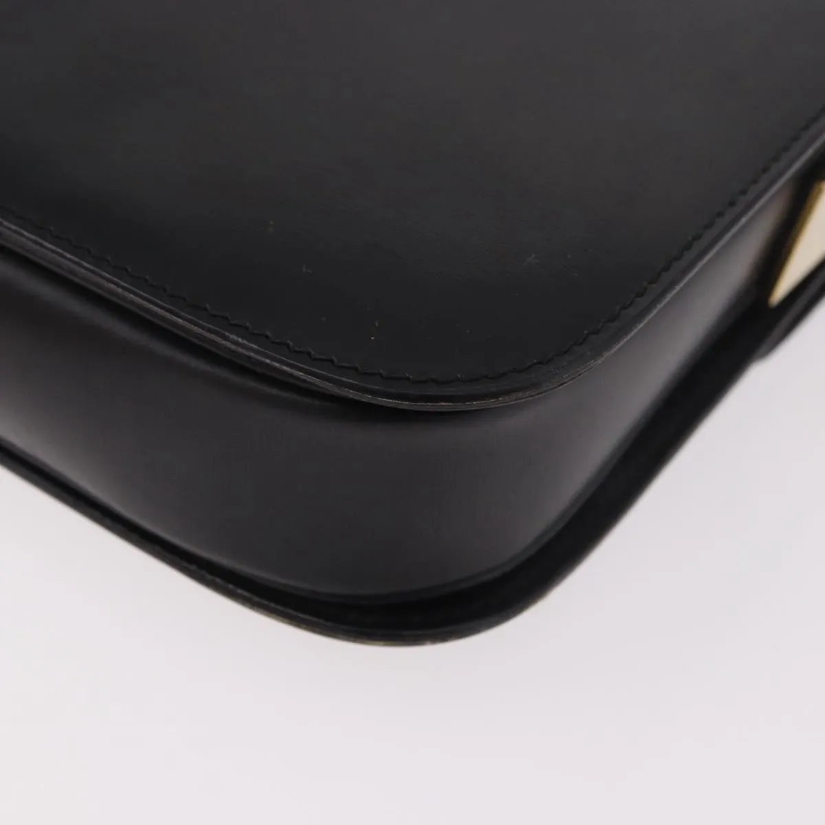 Celine Vintage Circle Logo Leather, Black, Leather, Shoulder Bag
