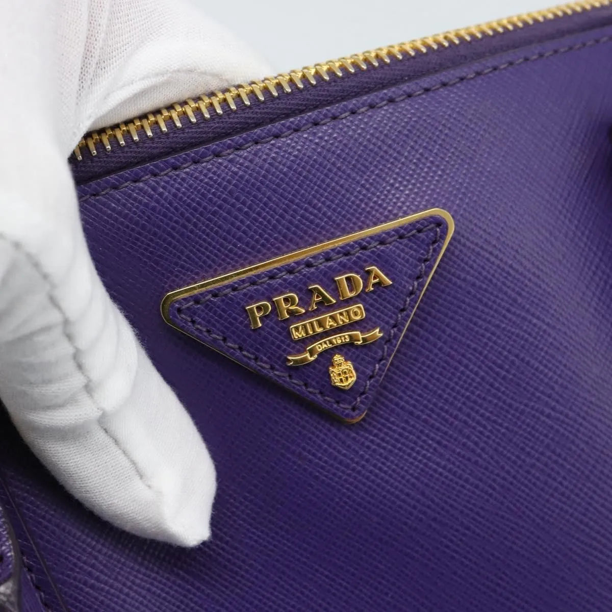 Prada Galleria Double Zip Tote Saffiano Leather, Purple, Leather, Handbag